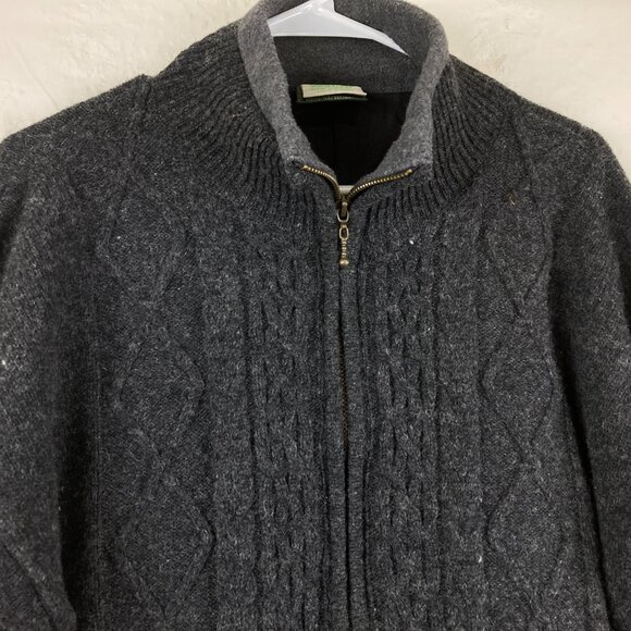 Aran Isles Ireland Womens L Gray 100% Wool Chunky Cable Knit Full Zip Sweater - Picture 3 of 8